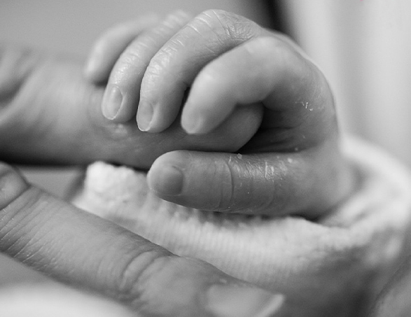 mani di un neaonato e una mamma